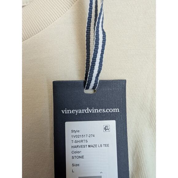 Vineyard Vines Tee Shirt Mens Large Ivory Graphic Harvest Maze Long Sleeve NWT - Picture 3 of 5